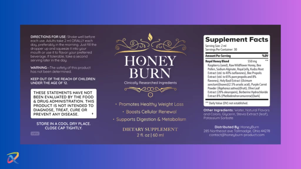 HoneyBurn Supplement Facts
