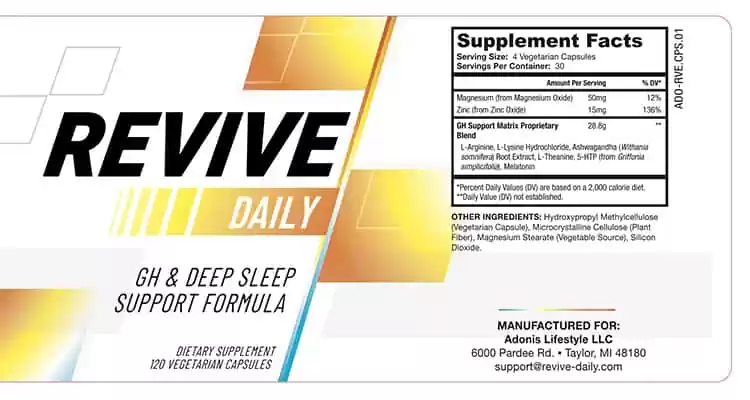 Revive Daily Supplement Facts