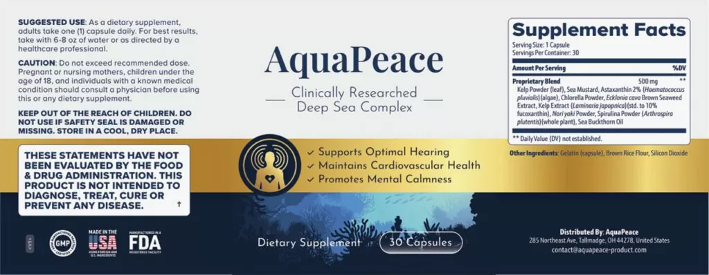 AquaPeace Supplement Labels