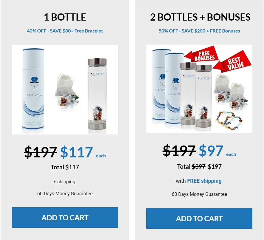 Slimcrystal Water Bottle Pricing